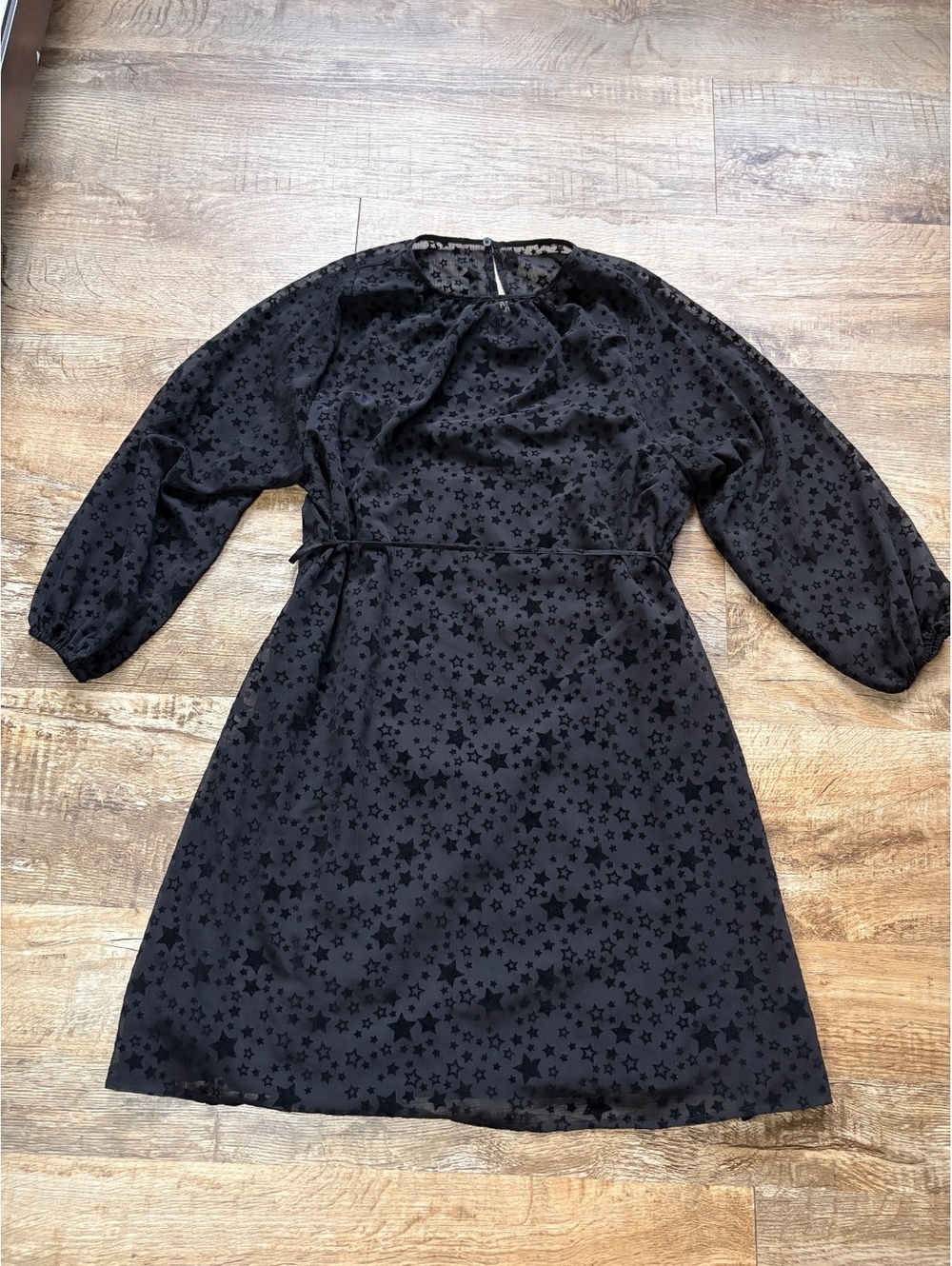 LOFT Women's Black Star Pattern Long Sleeve Dress Size Small